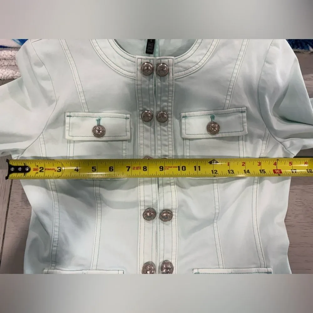 White House Black Market Light Mint Green Jacket Beautifully Military Style - Picture 4 of 16